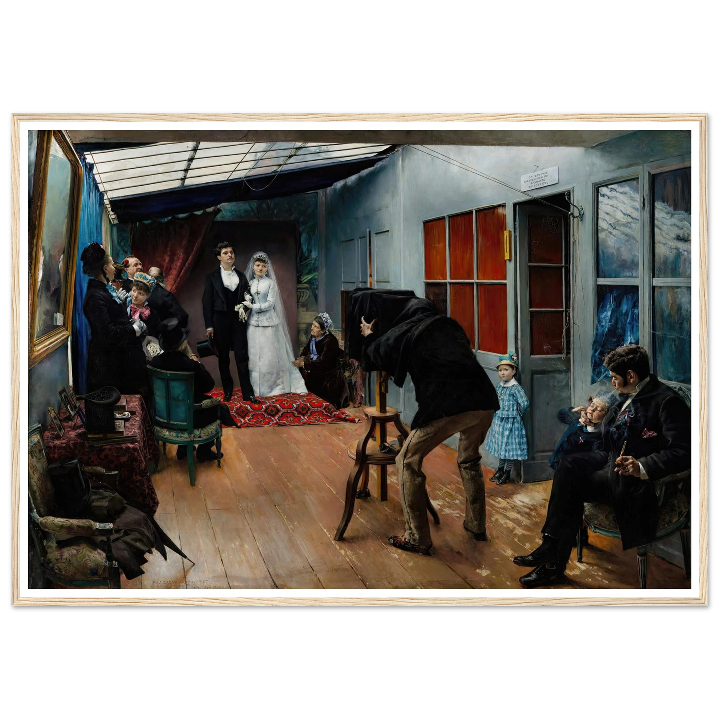 Wedding in the Photographer’s Studio (1879) Art Print | Pascal Adolphe Jean Dagnan Bouveret - Framed Poster - 30x40 cm / 12x16″ - Black frame