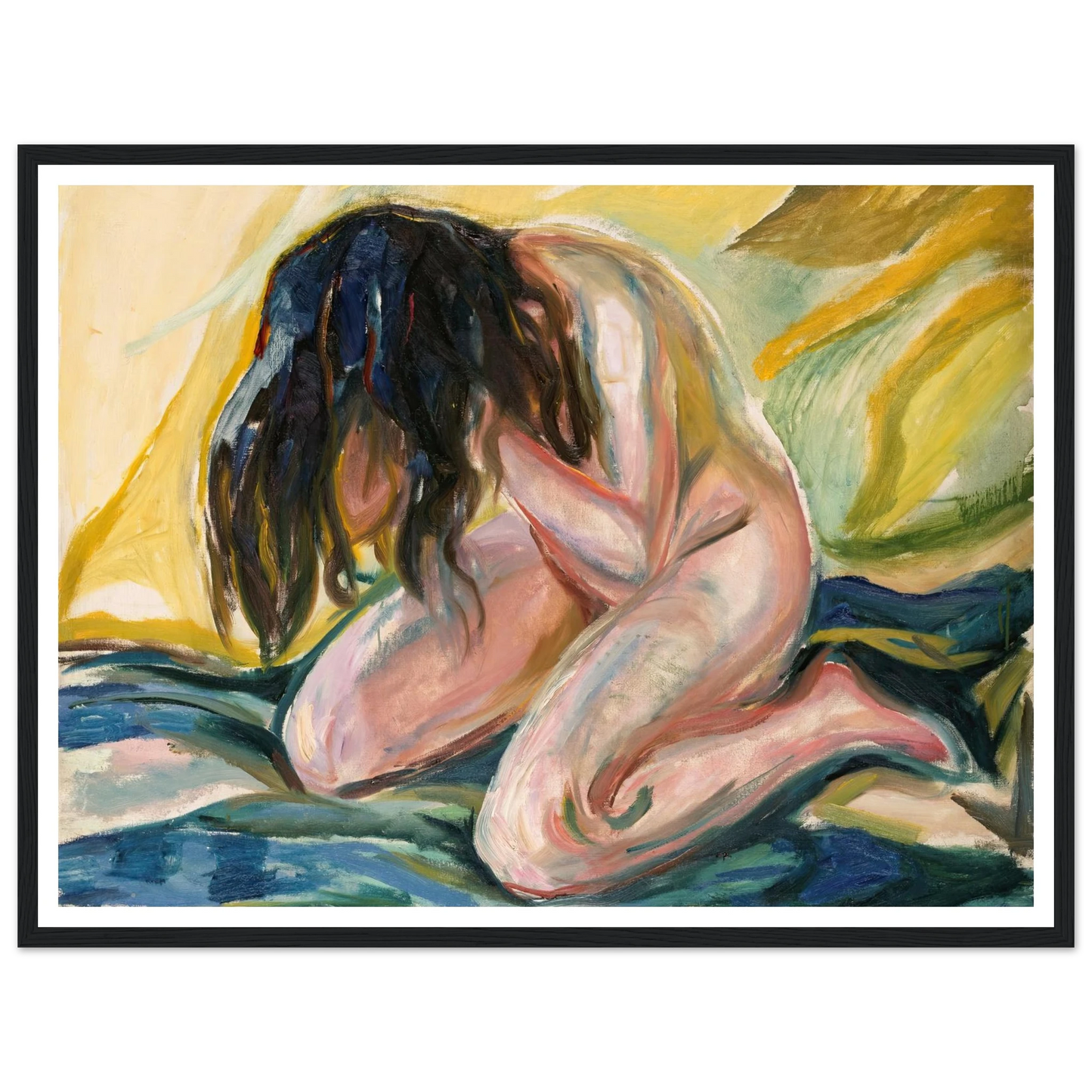 Weeping Nude (1919) Art Print | Edvard Munch - Framed Poster - 30x40 cm / 12x16″ - Black frame