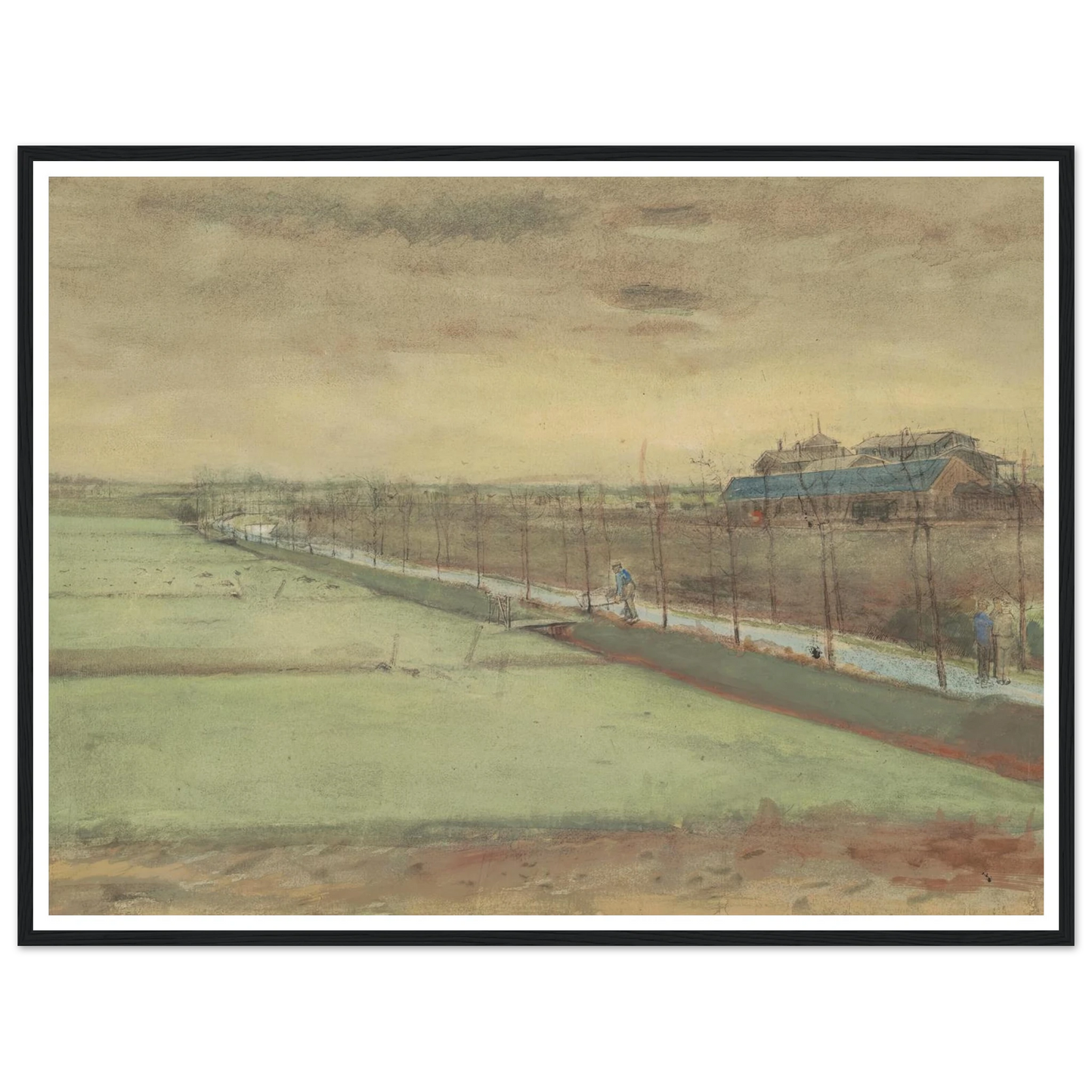 Weilanden bij Rijswijk en de Schenkweg (1882) Art Print | Vincent van Gogh - Framed Poster - 30x40 cm / 12x16″ - Black frame