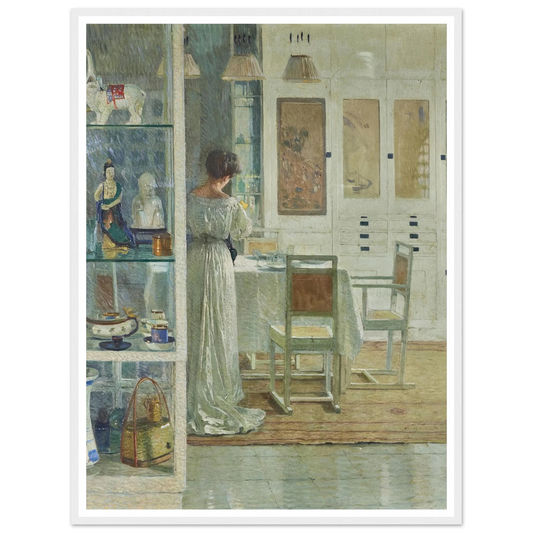 Weißes Interieur (White Interior) (1905) Art Print | Carl Moll - Framed Poster - 30x40 cm / 12x16″ - Black frame