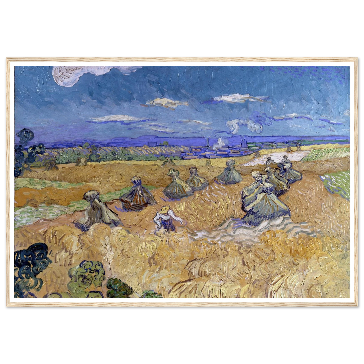 Wheat Fields with Reaper, Auvers Art Print | Vincent van Gogh - Framed Poster - 30x40 cm / 12x16″ - Black frame