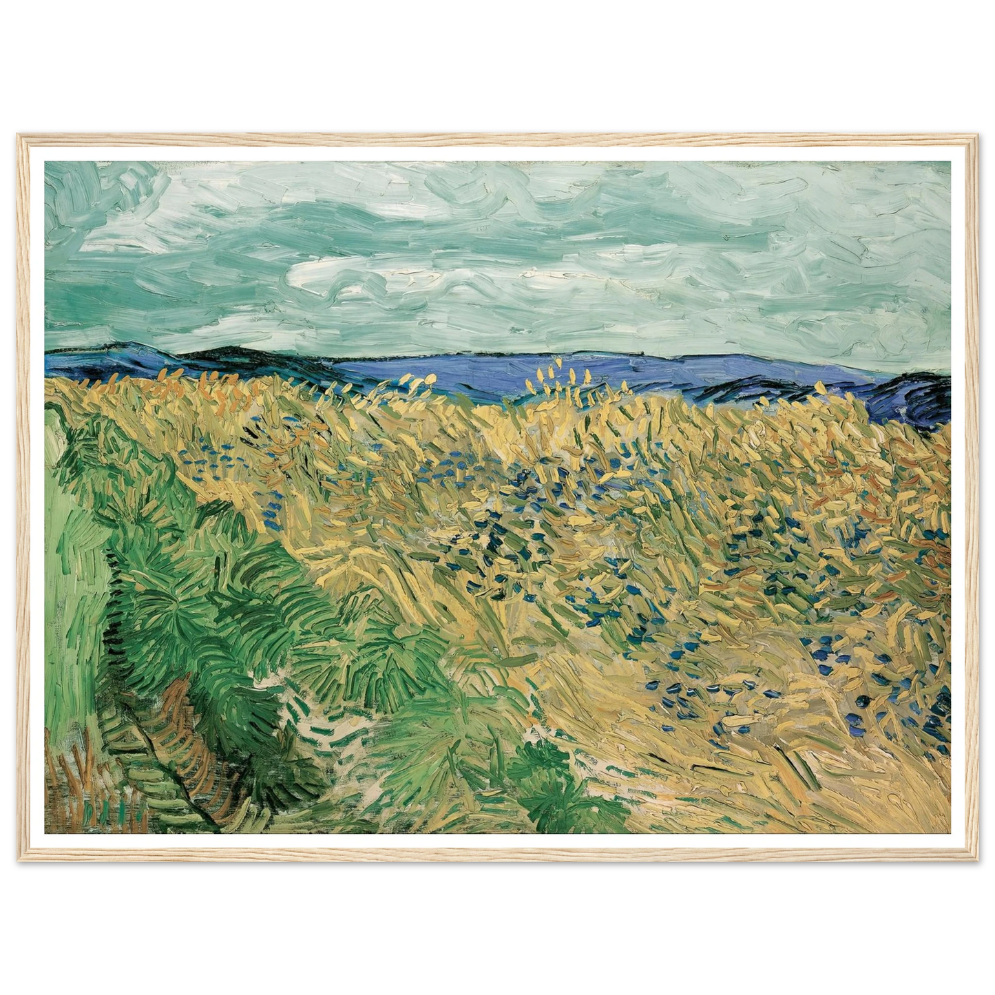Wheatfield With Cornflowers (1890) Art Print | Vincent van Gogh - Framed Poster - 30x40 cm / 12x16″ - Black frame