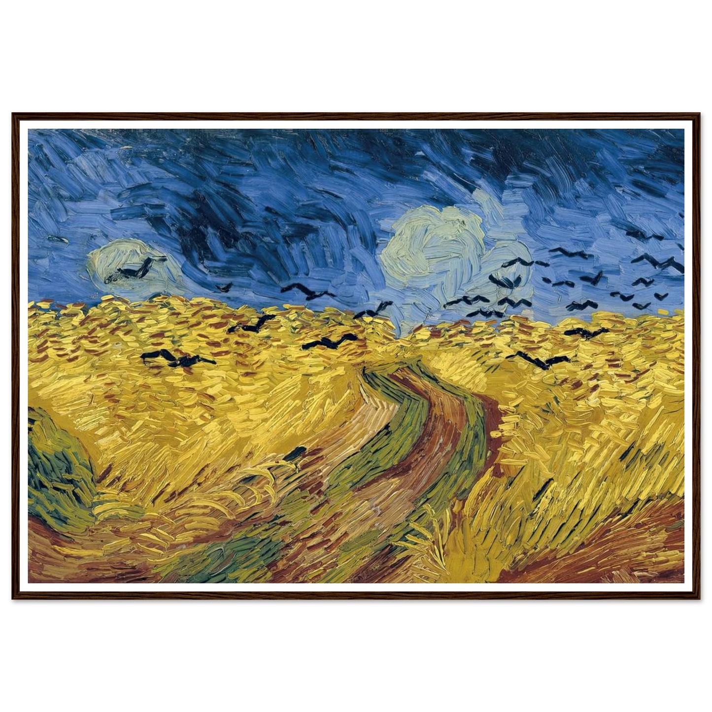Wheatfield with Crows (1890) Art Print | Vincent van Gogh - Framed Poster - 30x40 cm / 12x16″ - Black frame