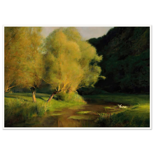 Willows by a Stream (1908) Art Print | Pascal Adolphe Jean Dagnan Bouveret - Framed Poster - 30x40 cm / 12x16″ - Black frame