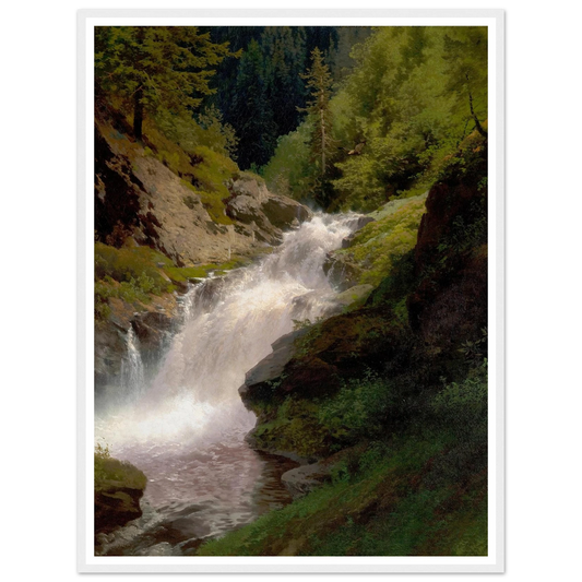 Winona Falls (1877) Art Print | Hermann Ottomar Herzog - Framed Poster - 30x40 cm / 12x16″ - Black frame