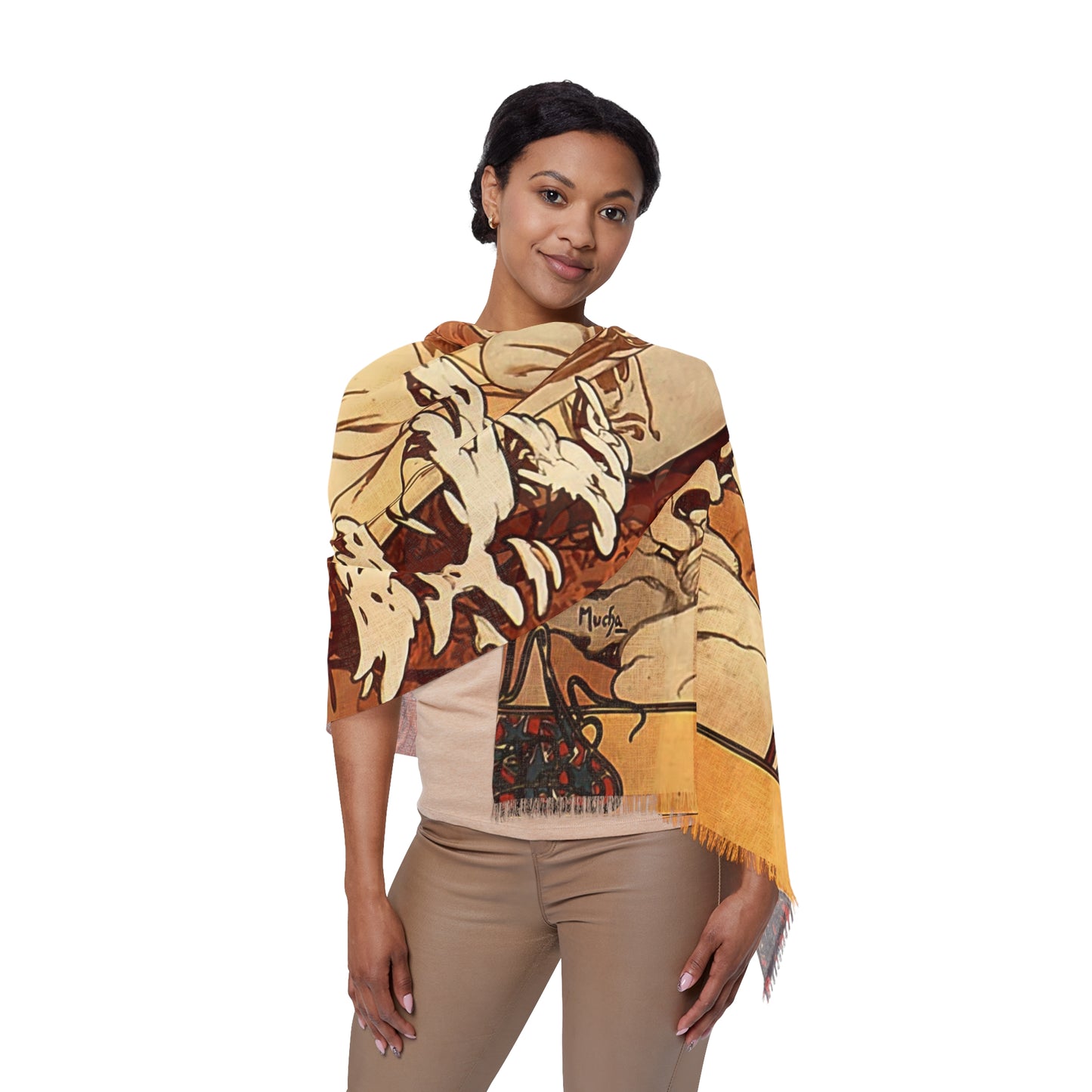 Winter | Alphonse Mucha Scarf – Art Nouveau Scarf - - 27" × 71'' -