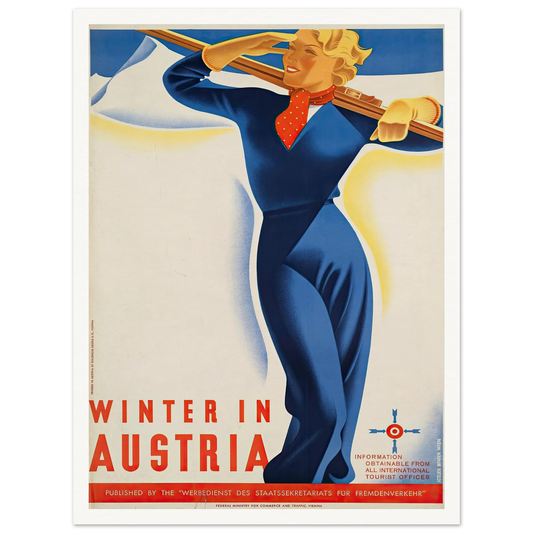 Winter in Austria Art Print | Joseph Binder - Framed Poster - 30x40 cm / 12x16″ - Black frame