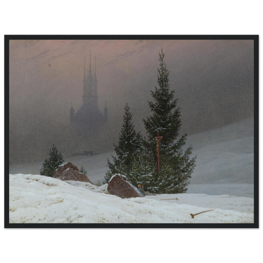 Winter Landscape Art Print | Caspar David Friedrich - Framed Poster - 30x40 cm / 12x16″ - Black frame