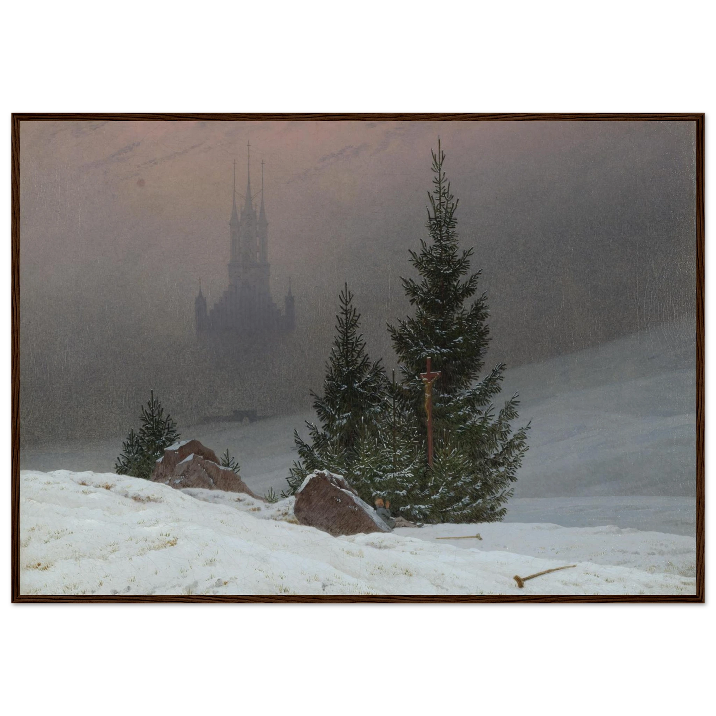 Winter Landscape Art Print | Caspar David Friedrich - Framed Poster - 30x40 cm / 12x16″ - Black frame