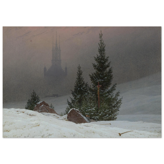 Winter Landscape Art Print | Caspar David Friedrich - Framed Poster - 30x40 cm / 12x16″ - Black frame