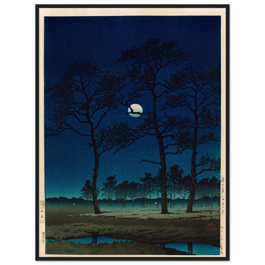 Winter Moon over Toyama Plain (1931) Art Print | Kawase Hasui - Framed Poster - 30x40 cm / 12x16″ - Black frame