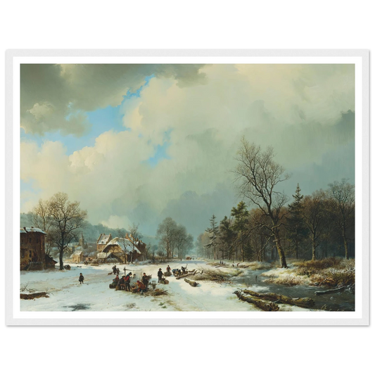 Winter scene (1831) Art Print | Barend Cornelis Koekkoek - Framed Poster - 30x40 cm / 12x16″ - Black frame