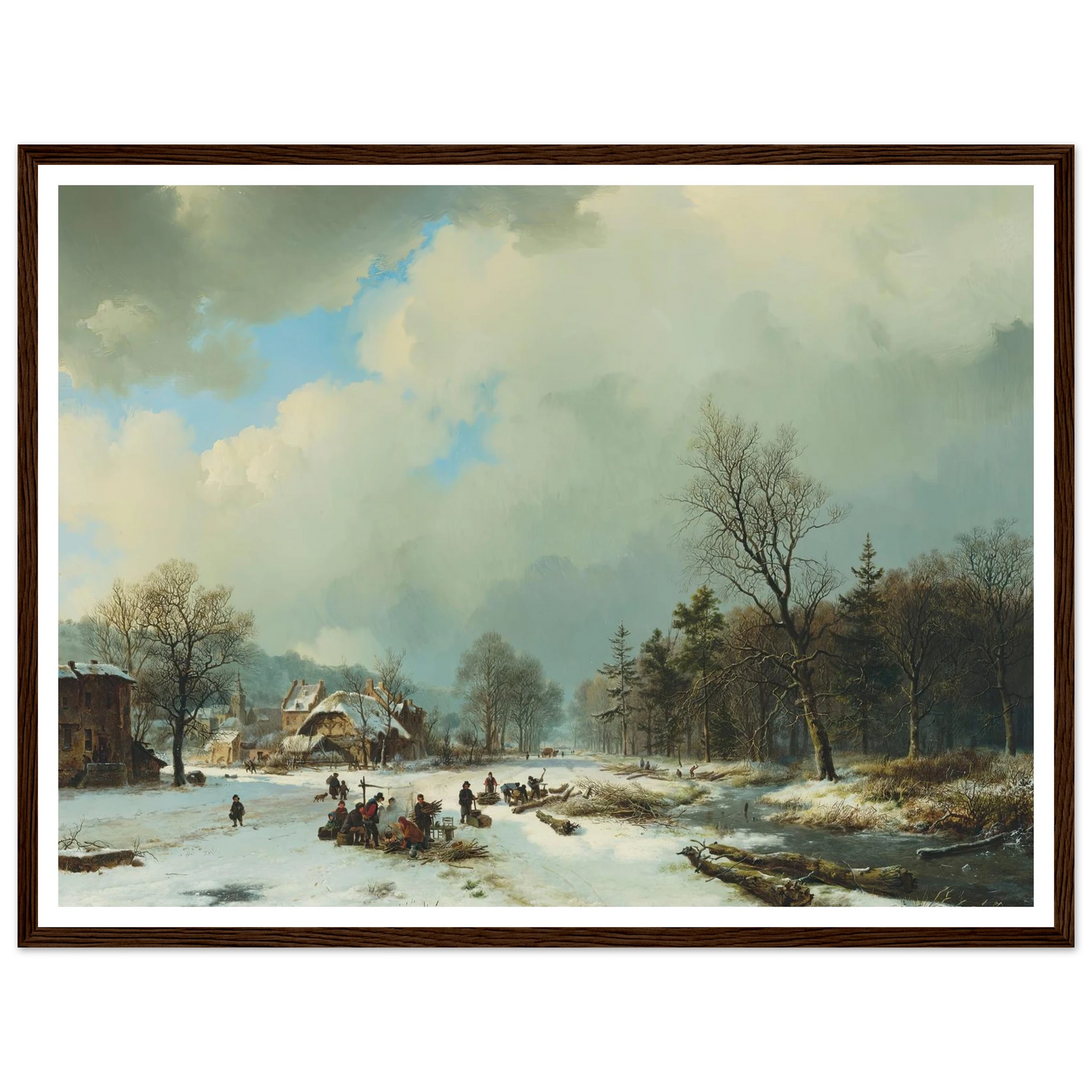 Winter scene (1831) Art Print | Barend Cornelis Koekkoek - Framed Poster - 30x40 cm / 12x16″ - Black frame