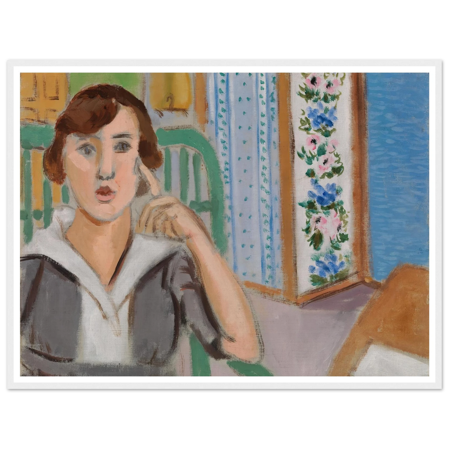 Woman and Screen (La Femme au paravent) (1919) Art Print | Henri Matisse - Framed Poster - 30x40 cm / 12x16″ - Black frame