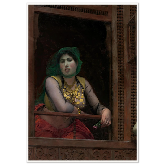Woman at a Balcony (1887–88) Art Print | Jean Leon Gerome - Framed Poster - 30x40 cm / 12x16″ - Black frame