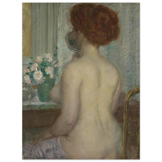 Woman at a Dressing Table (1908) Art Print | Frederick Carl Frieseke - Framed Poster - 30x40 cm / 12x16″ - Black frame