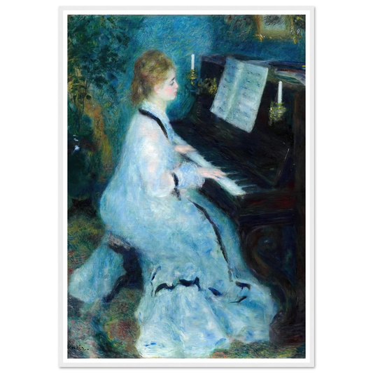 Woman at the Piano (1875) Art Print | Pierre Auguste Renoir - Framed Poster - 30x40 cm / 12x16″ - Black frame