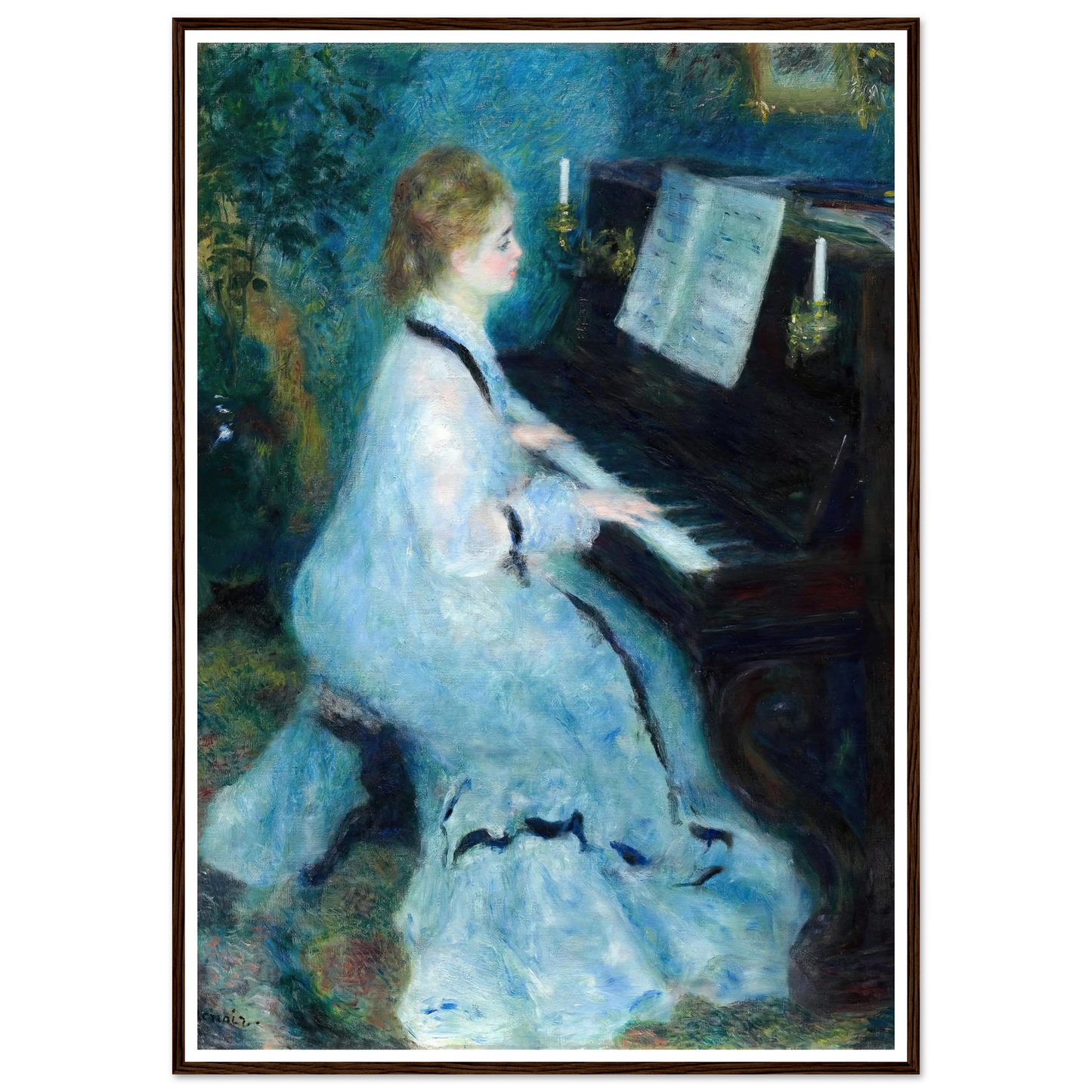 Woman at the Piano (1875) Art Print | Pierre Auguste Renoir - Framed Poster - 30x40 cm / 12x16″ - Black frame