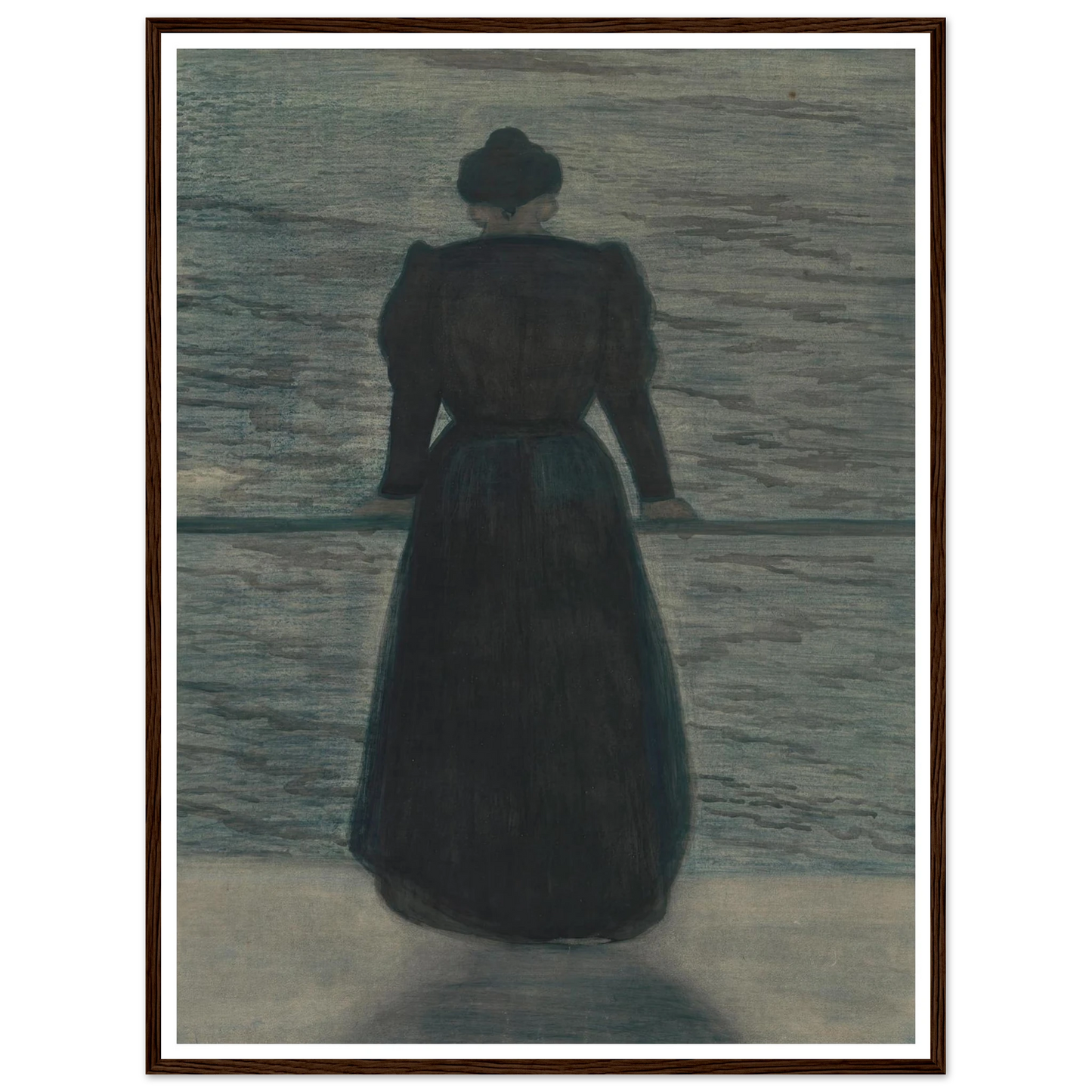 Woman by the Sea (1909) Art Print | Leon Spilliaert - Framed Poster - 30x40 cm / 12x16″ - Black frame