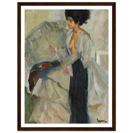 Woman in the studio (1915) Art Print | Edward Cucuel - Framed Poster - 30x40 cm / 12x16″ - Black frame