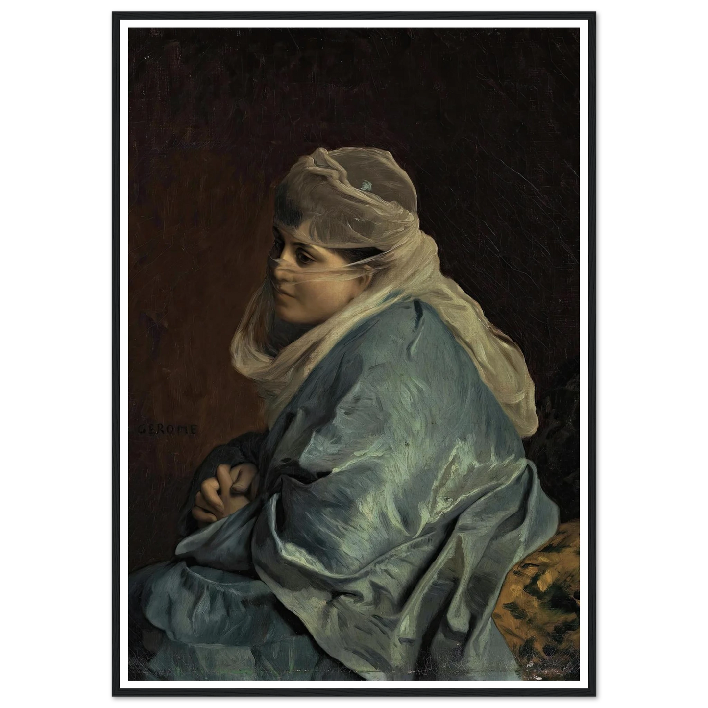 Woman of Constantinople Art Print | Jean Leon Gerome - Framed Poster - 30x40 cm / 12x16″ - Black frame