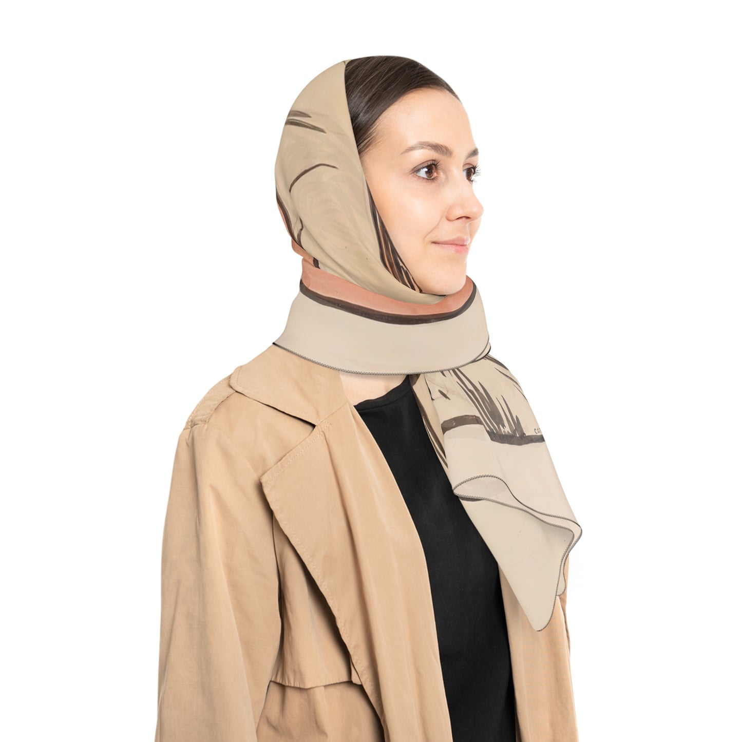 Woman with a Headscarf | Alphonse Mucha Scarf – Art Nouveau Scarf - 25" × 25" - - -