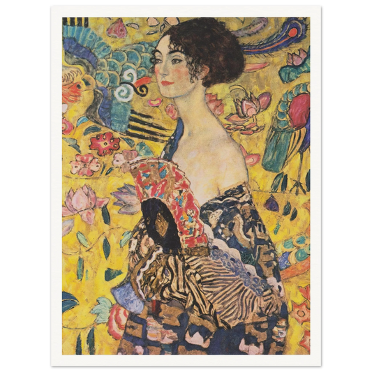 Woman with fan (1917-1918) Art Print | Gustav Klimt - Framed Poster - 30x40 cm / 12x16″ - Black frame