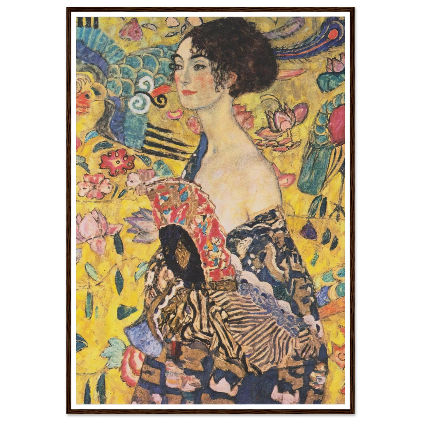 Woman with fan (1917-1918) Art Print | Gustav Klimt - Framed Poster - 30x40 cm / 12x16″ - Black frame