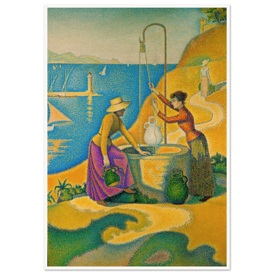 Women at the Well (1892) Art Print | Paul Signac - Framed Poster - 30x40 cm / 12x16″ - Black frame