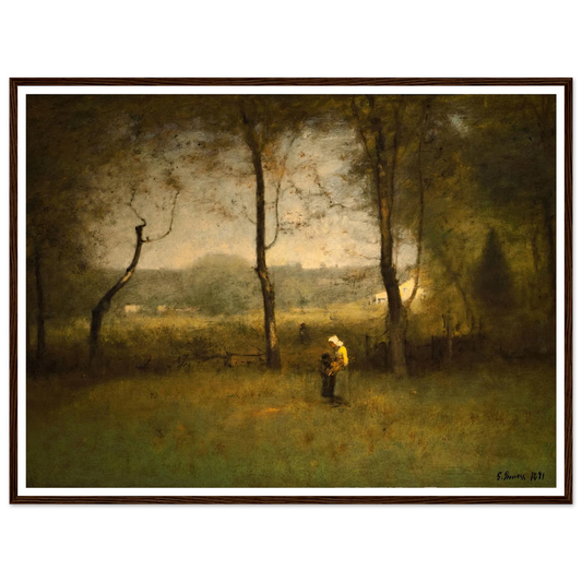 Wood Gatherers, An Autumn Afternoon (1891) Art Print | George Inness - Framed Poster - 30x40 cm / 12x16″ - Black frame