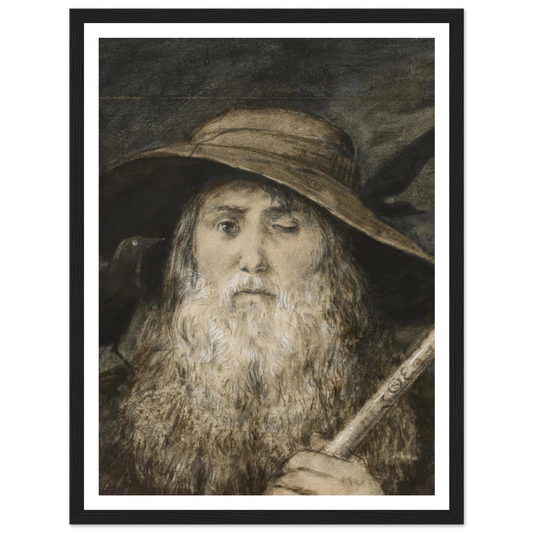 Wotan as Wayfarer (ca. 1876) Art Print | Hans Thoma - Framed Poster - 30x40 cm / 12x16″ - Black frame