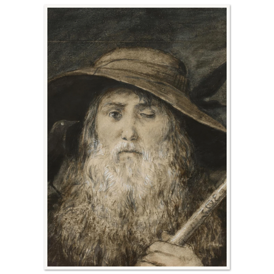 Wotan as Wayfarer (ca. 1876) Art Print | Hans Thoma - Framed Poster - 30x40 cm / 12x16″ - Black frame