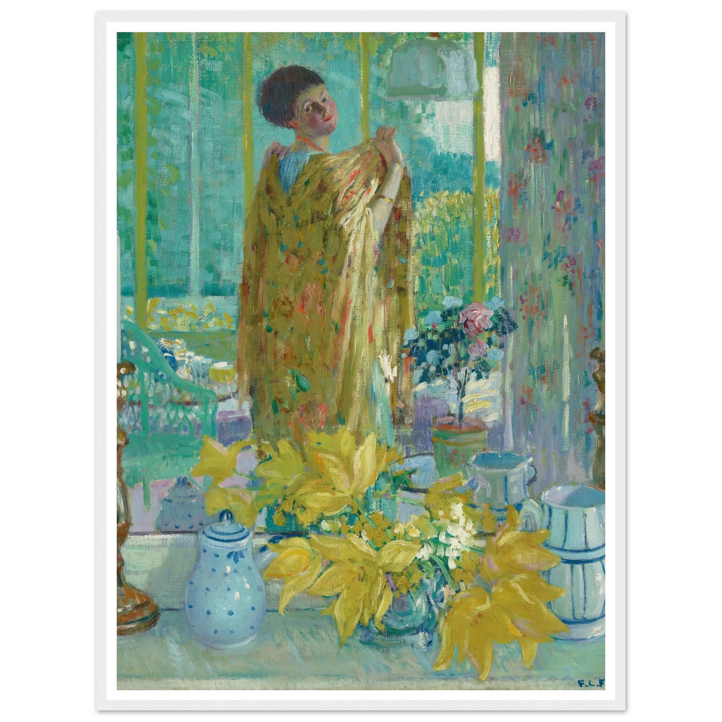 Yellow Tulips (circa 1911-1912) Art Print | Frederick Carl Frieseke - Framed Poster - 30x40 cm / 12x16″ - Black frame