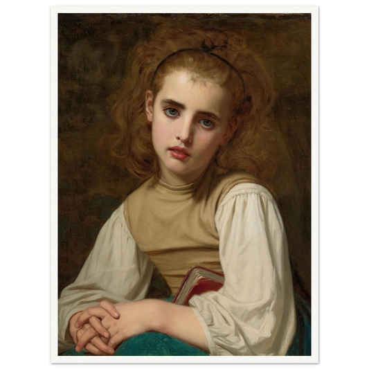 Young Beauty (1870) Art Print | Hugues Merle - Framed Poster - 30x40 cm / 12x16″ - Black frame