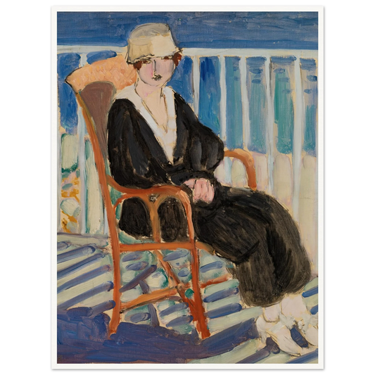 Young Girl on a Balcony over the Ocean (Jeune fille au balcon sur la mer) (1918) Art Print | Henri Matisse - Framed Poster - 30x40 cm / 12x16″ - Black frame