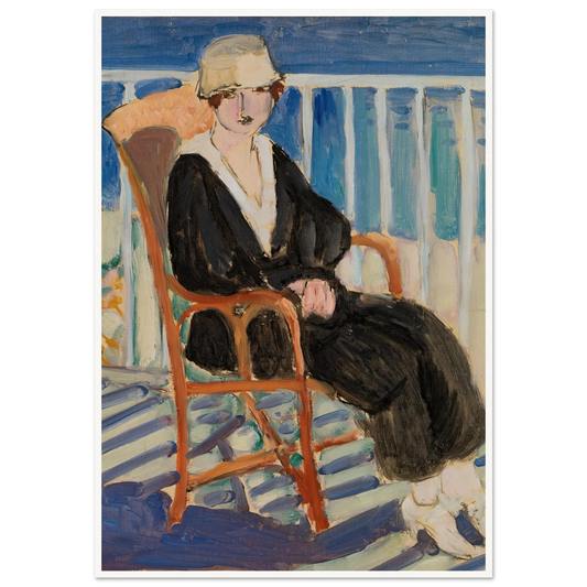 Young Girl on a Balcony over the Ocean (Jeune fille au balcon sur la mer) (1918) Art Print | Henri Matisse - Framed Poster - 30x40 cm / 12x16″ - Black frame