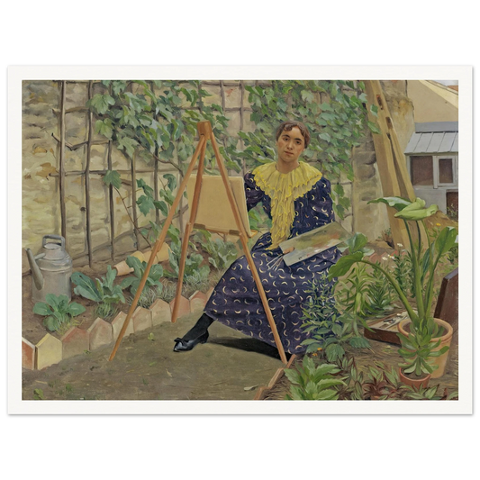 Young Girl Painting (1892) Art Print | Felix Vallotton - Framed Poster - 30x40 cm / 12x16″ - Black frame