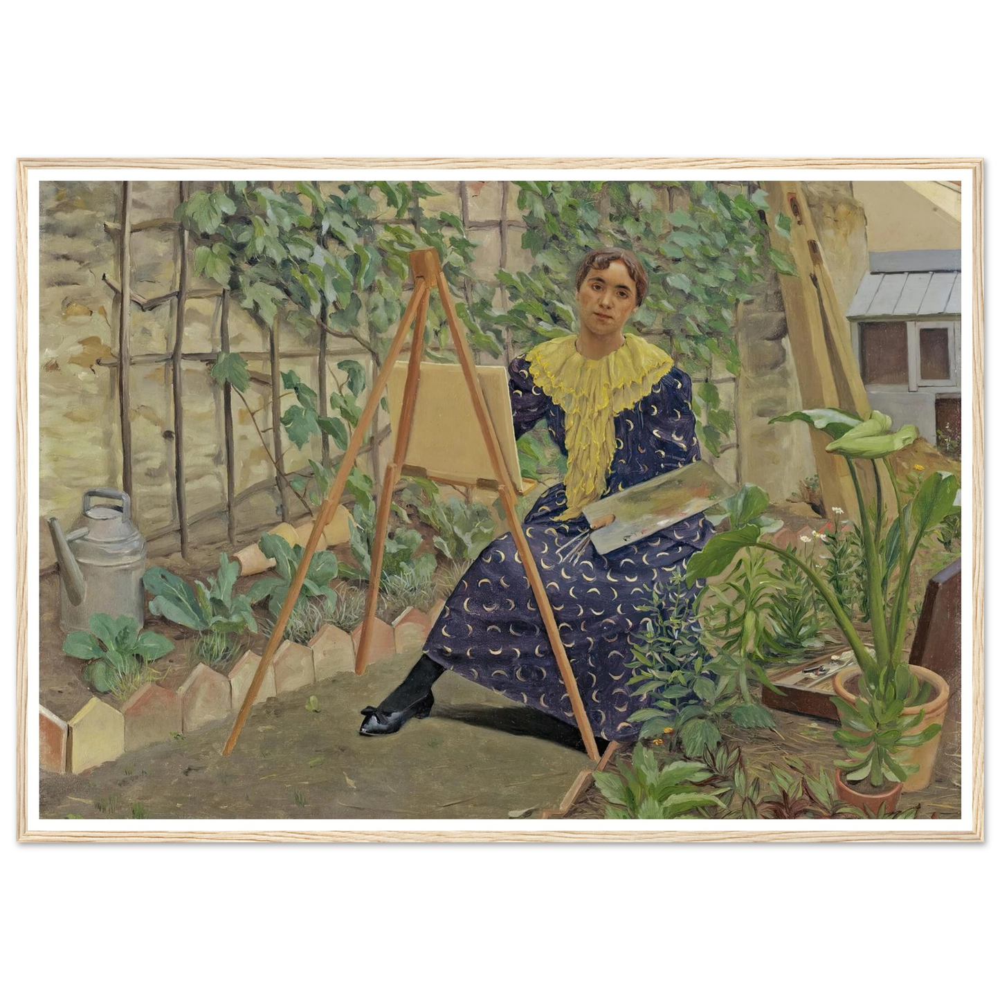 Young Girl Painting (1892) Art Print | Felix Vallotton - Framed Poster - 30x40 cm / 12x16″ - Black frame