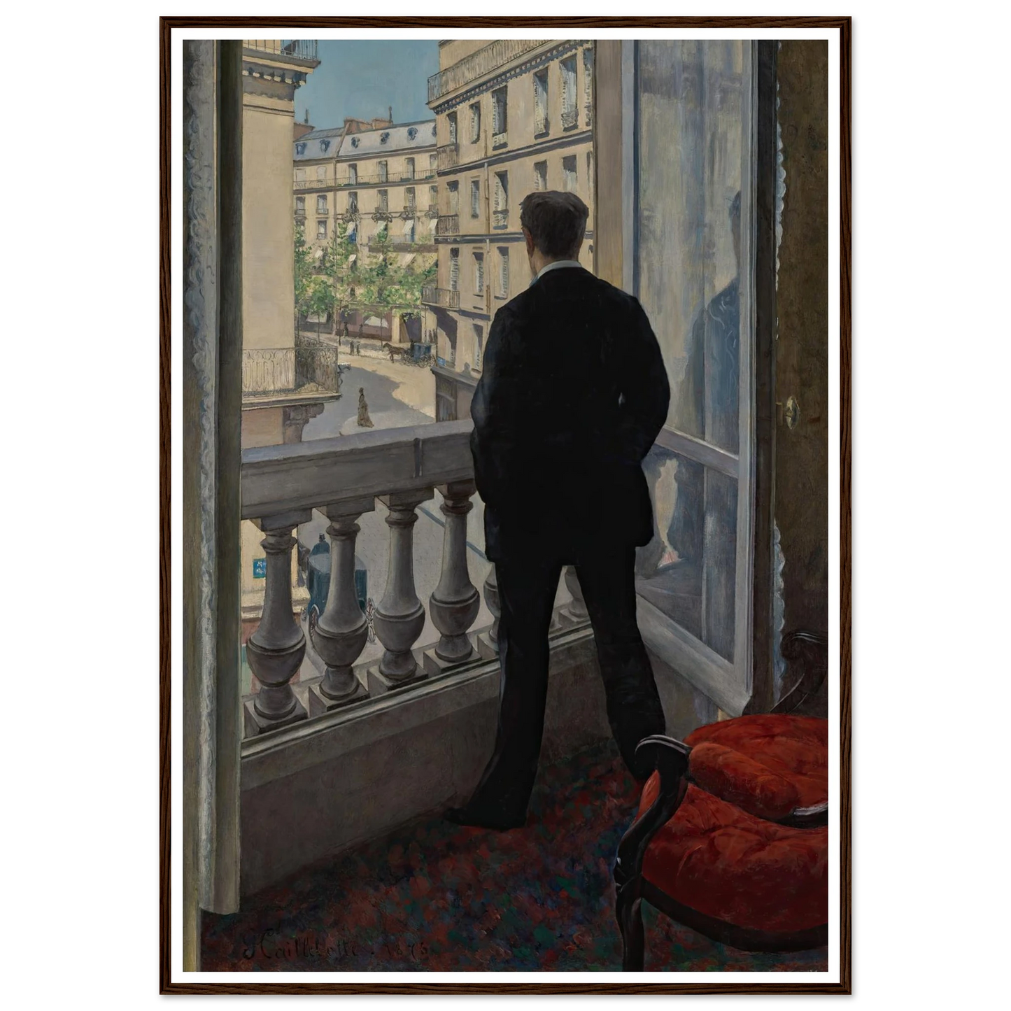 Young Man at His Window (1876) Art Print | Gustave Caillebotte - Framed Poster - 30x40 cm / 12x16″ - Black frame
