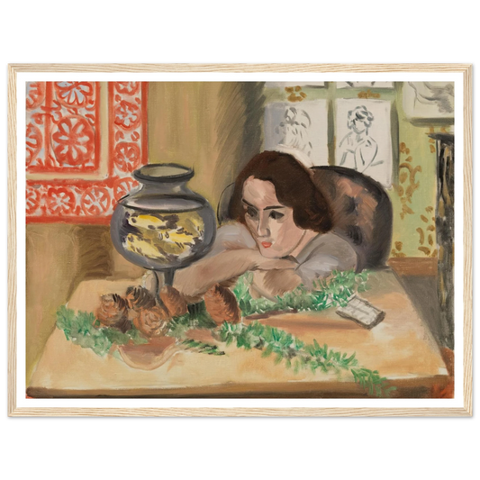 Young Woman before an Aquarium (Jeune fille devant un aquarium) (1921-1922) Art Print | Henri Matisse - Framed Poster - 30x40 cm / 12x16″ - Black frame