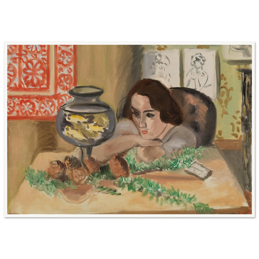 Young Woman before an Aquarium (Jeune fille devant un aquarium) (1921-1922) Art Print | Henri Matisse - Framed Poster - 30x40 cm / 12x16″ - Black frame
