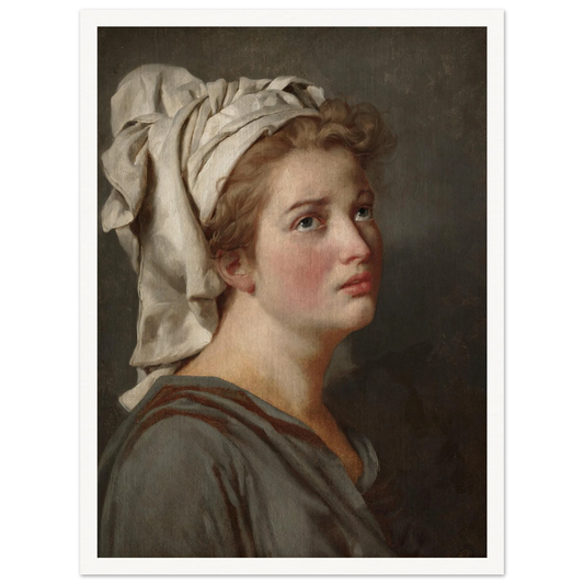 Young Woman with a Turban (c. 1780) Art Print | Jacques Louis David - Framed Poster - 30x40 cm / 12x16″ - Black frame