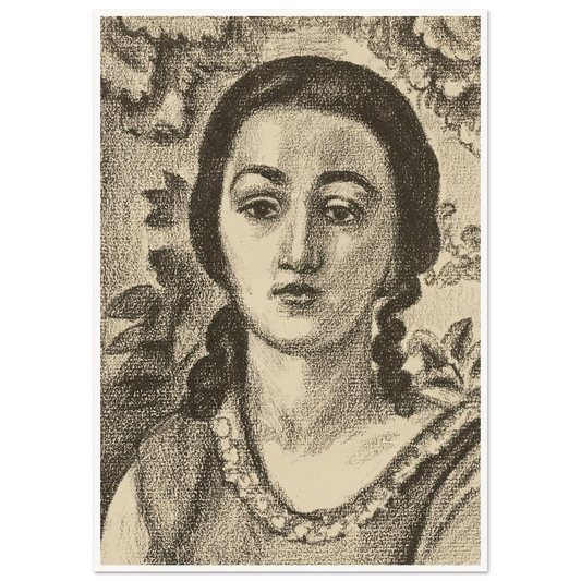 Young woman with brown curls (1924) Art Print | Henri Matisse - Framed Poster - 30x40 cm / 12x16″ - Black frame