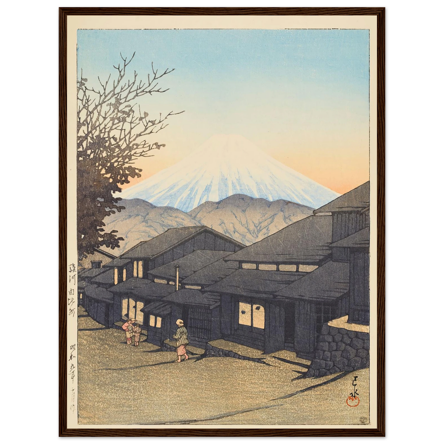 Yui in Suruga Province (Suruga Yuicho) (1931) Art Print | Kawase Hasui - Framed Poster - 30x40 cm / 12x16″ - Black frame