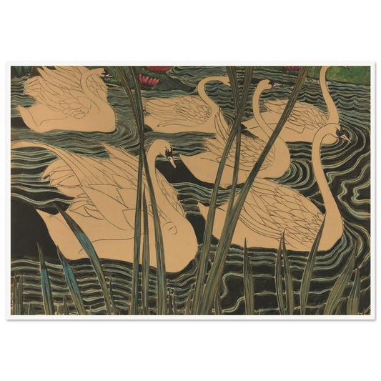 Zwanen (1904) Art Print | Leon Spilliaert - Framed Poster - 30x40 cm / 12x16″ - Black frame