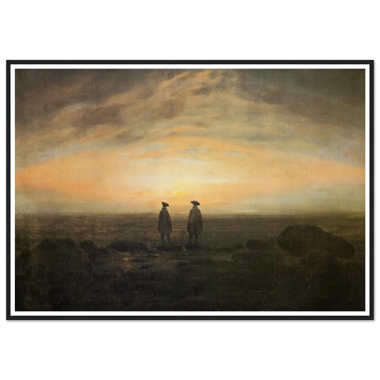 Zwei Manner am Meer bei Mondaufgang (1817) Art Print | Caspar David Friedrich - Framed Poster - 30x40 cm / 12x16″ - Black frame
