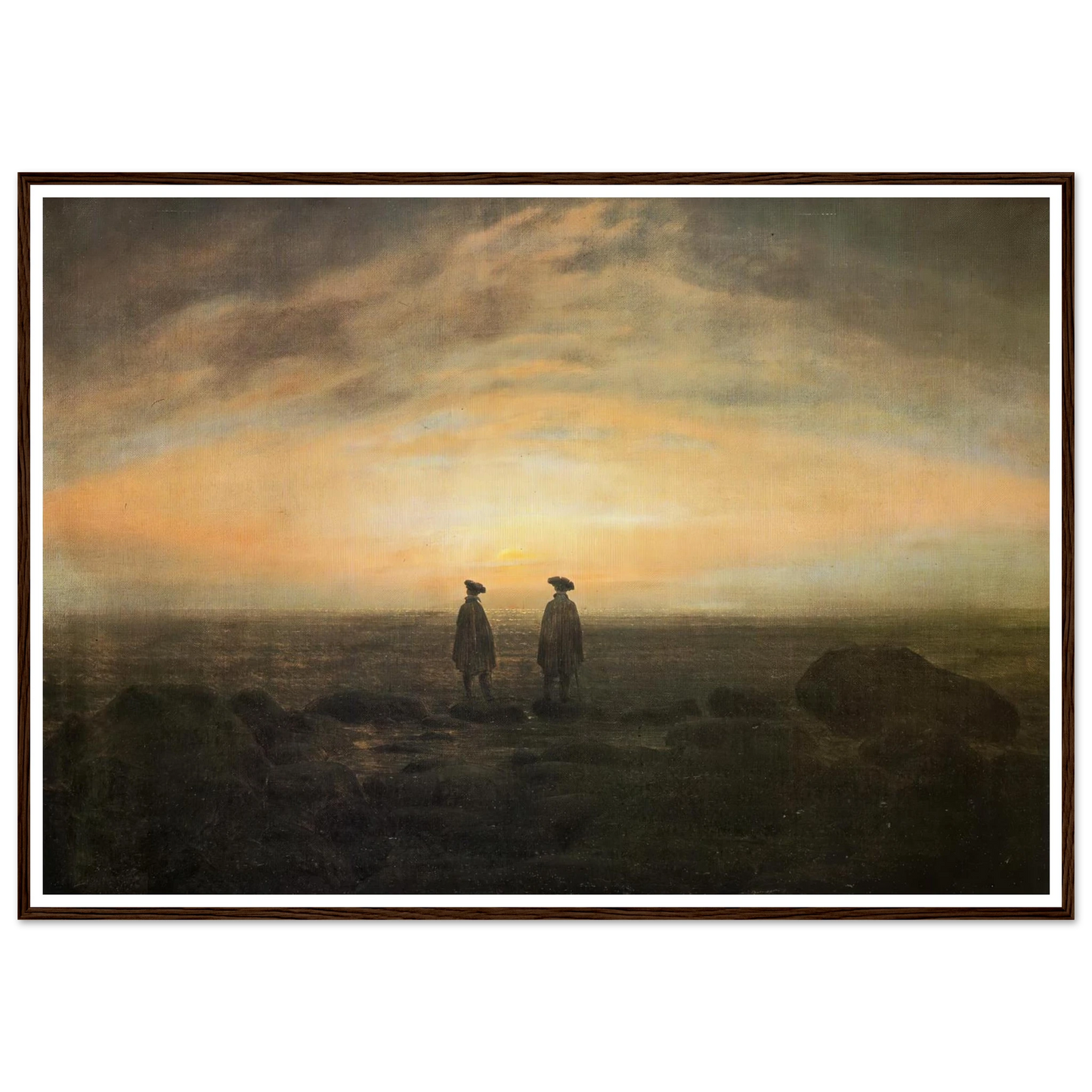 Zwei Manner am Meer bei Mondaufgang (1817) Art Print | Caspar David Friedrich - Framed Poster - 30x40 cm / 12x16″ - Black frame