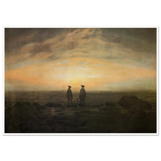 Zwei Manner am Meer bei Mondaufgang (1817) Art Print | Caspar David Friedrich - Framed Poster - 30x40 cm / 12x16″ - Black frame