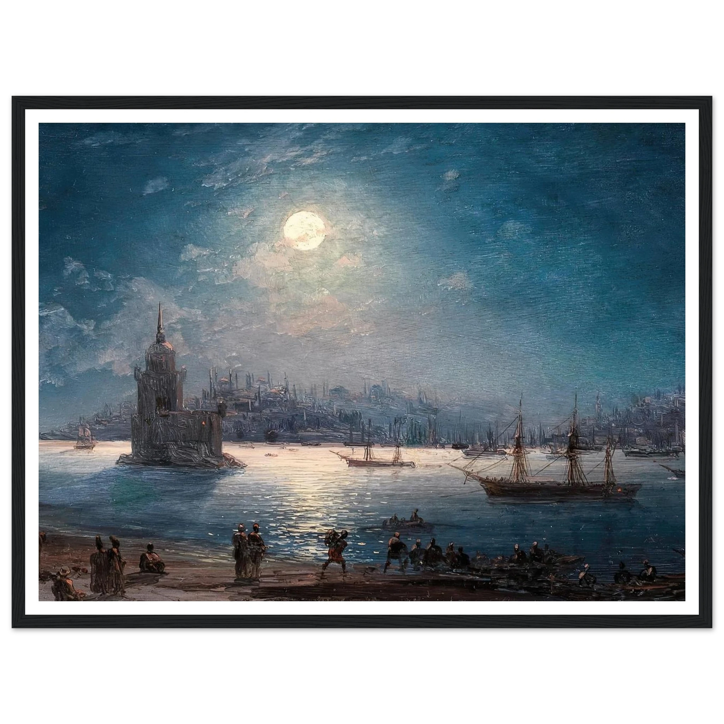 A View of the Bosporus with the Hagia Sophia and the Maiden’s Tower in the Moonlight (1884) Art Print | Ivan Konstantinovich Aivazovsky-Quipham Collections