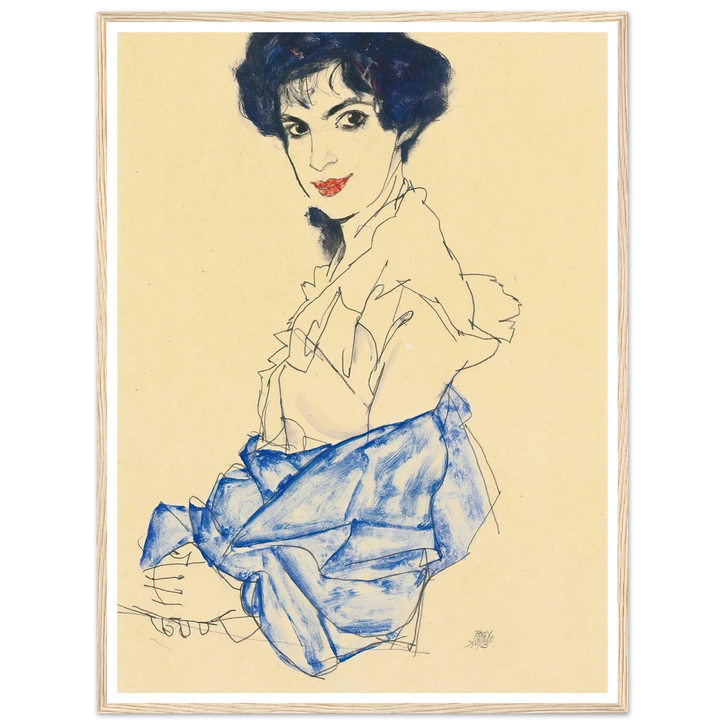 Elisabeth Lederer, Seated With Hands Folded (1913) Art Print | Egon Schiele-Quipham Collections